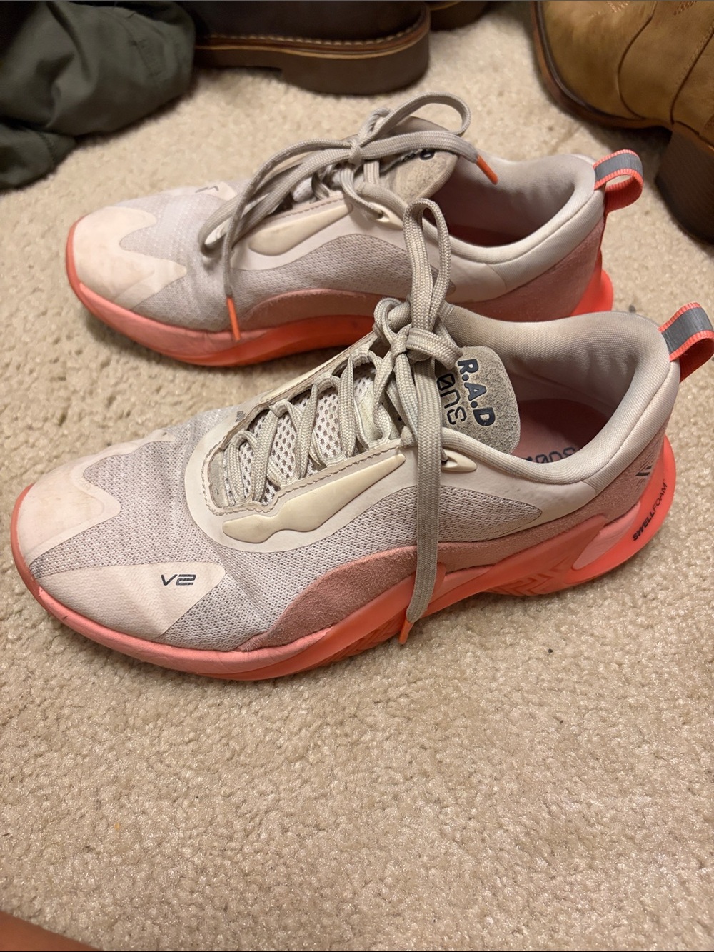 V2 Women's Athletic Sneakers - Coral/Light Gray